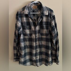 Men's Blue Plaid Casual Button Down Shirt